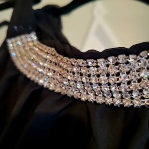 Elegant Black Jumpsuit with Rhinestone Detailing